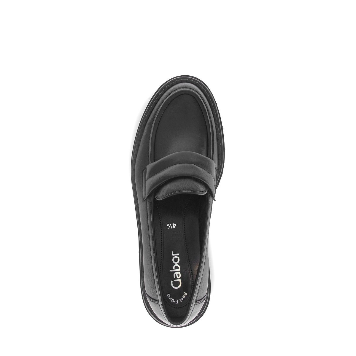 Mocassins en cuir lisse à talon décroché noir lisse, GABOR