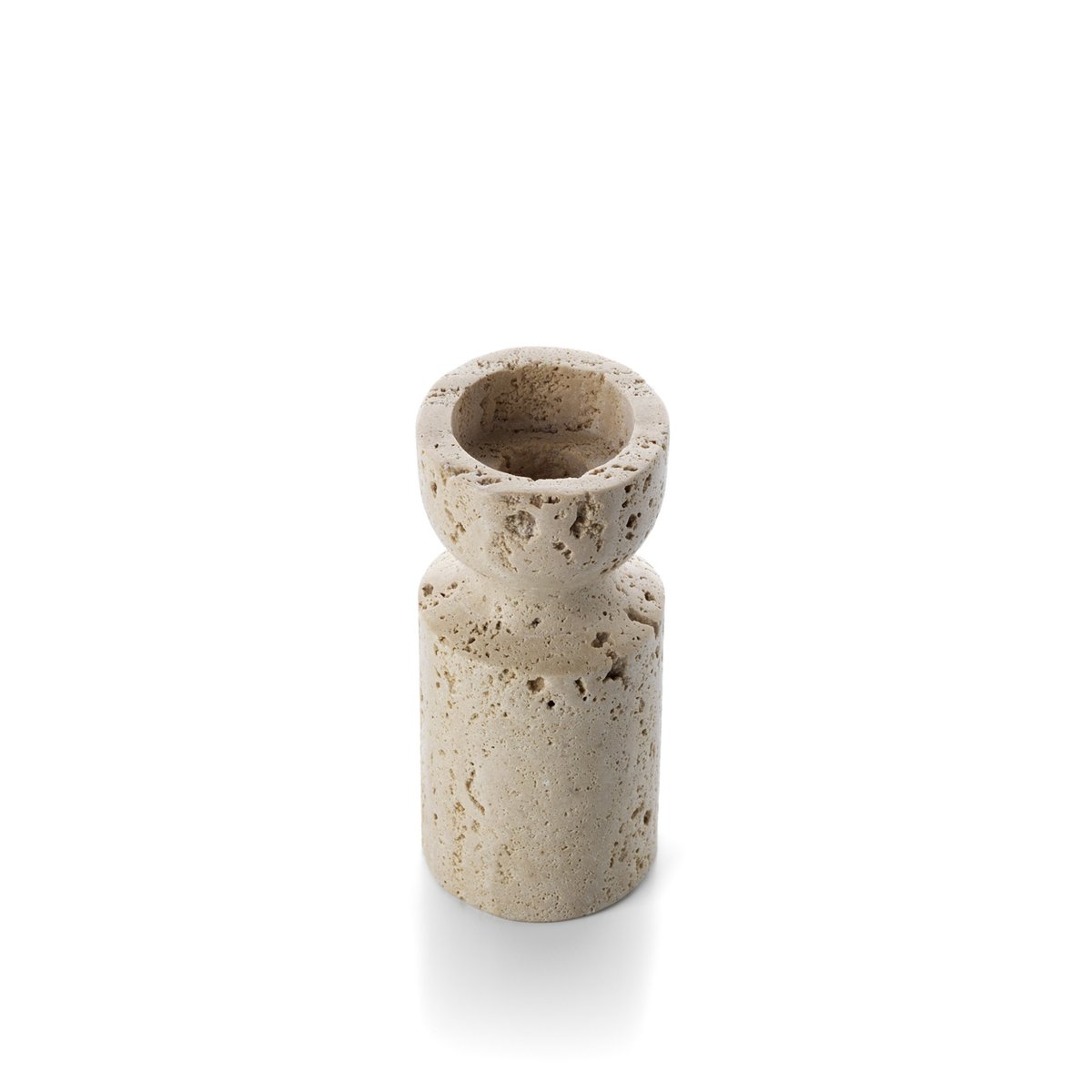 Bougeoir en travertin TRAVERTINE HOURGLASS beige, BAZAR BIZAR