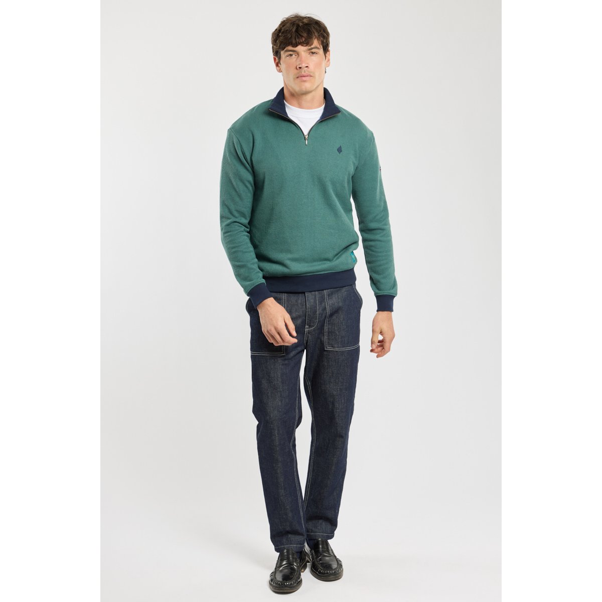 Sweat col camionneur - coton silver pine, ARMOR-LUX