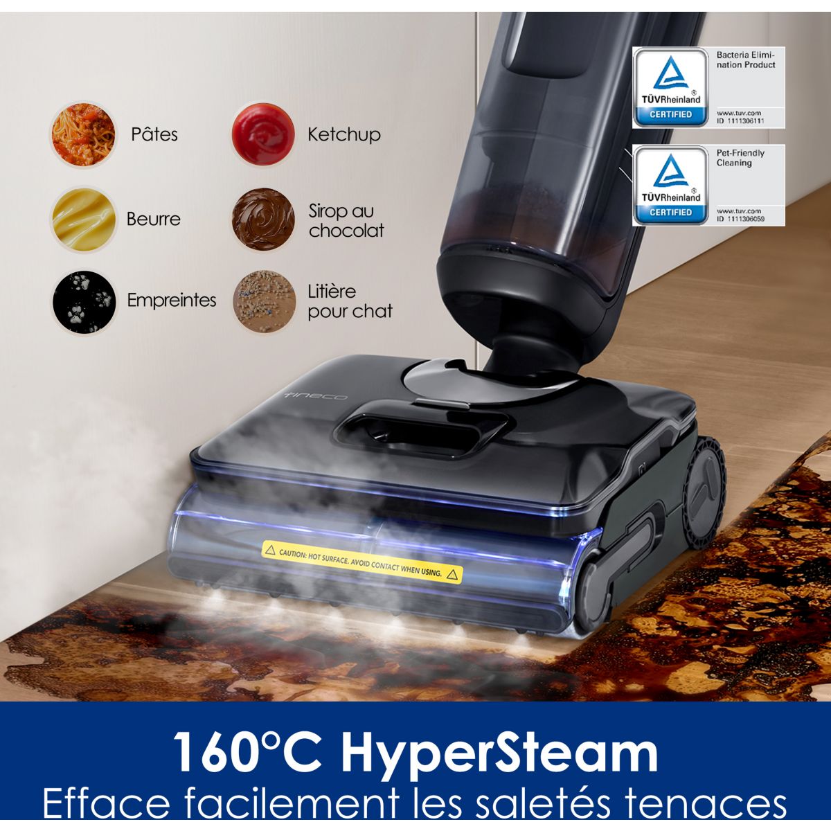 Aspirateur laveur Floor One S7 Steam avec fonction vapeur couleur unique, TINECO
