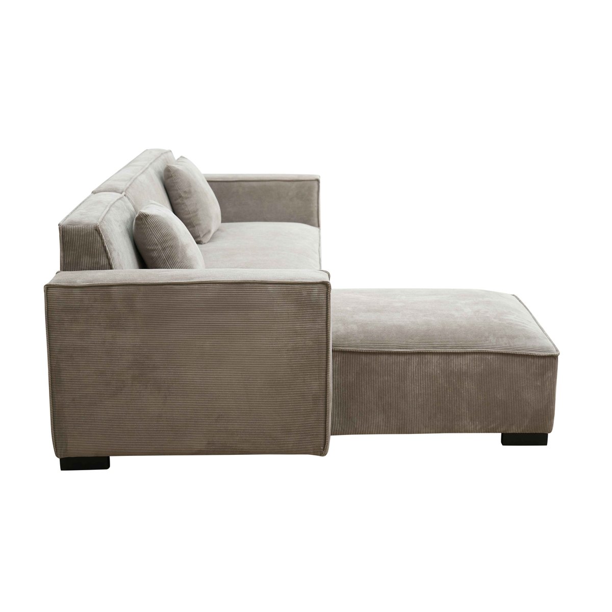 Canapé d'angle avec méridienne gauche en tissu 3 places, ALPHY taupe, OVIALA