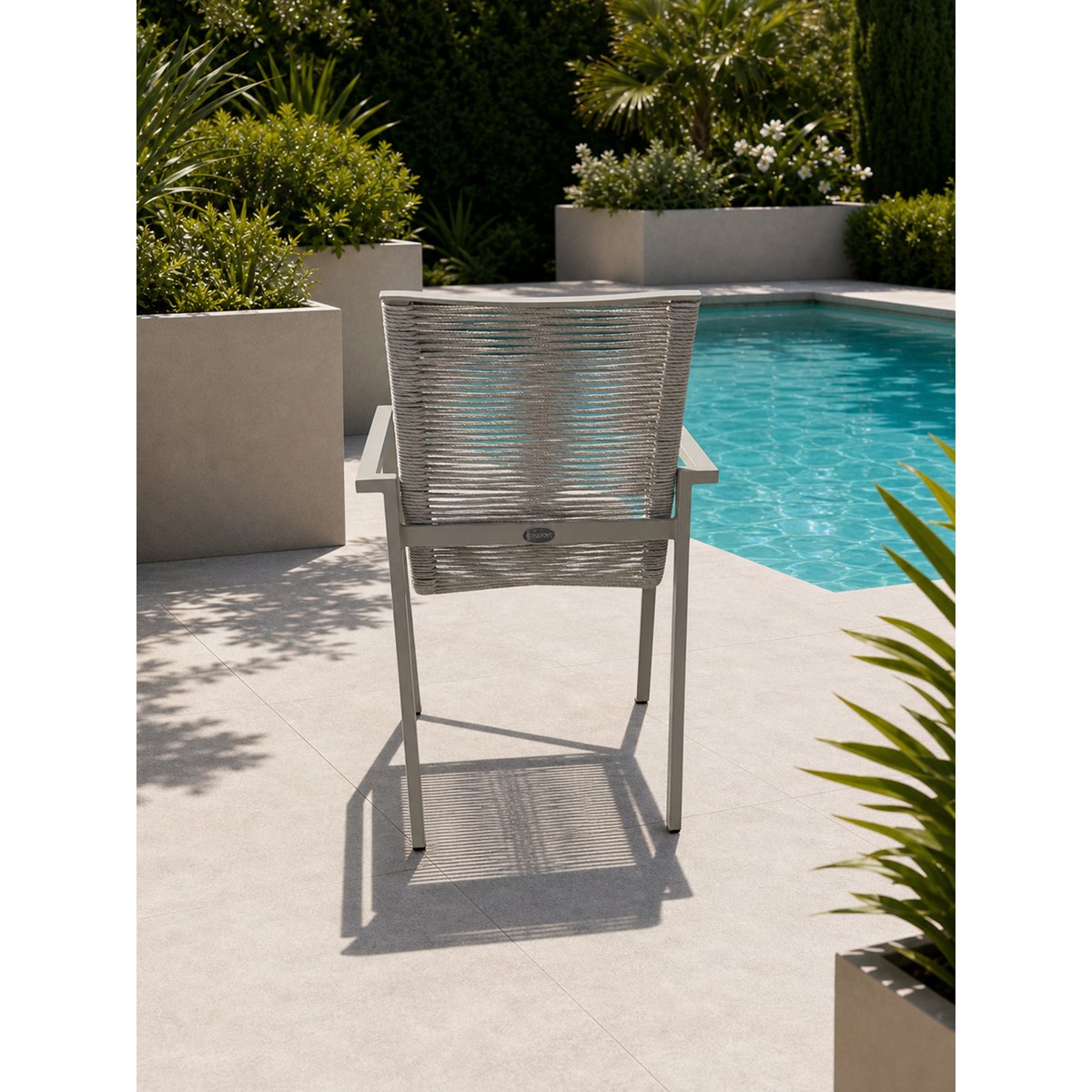 Lot de 2 fauteuils de jardin en aluminium et corde tissée MEXICO grège, DCB GARDEN