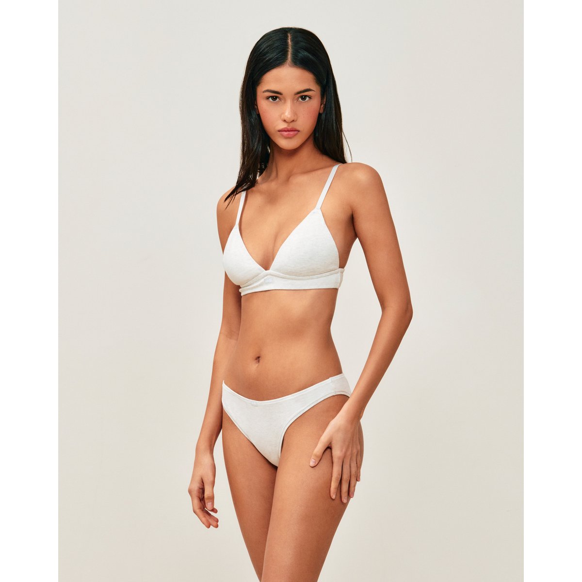 Soutien-gorge triangle ampliforme en coton COTONIZ gris clair, UNDIZ