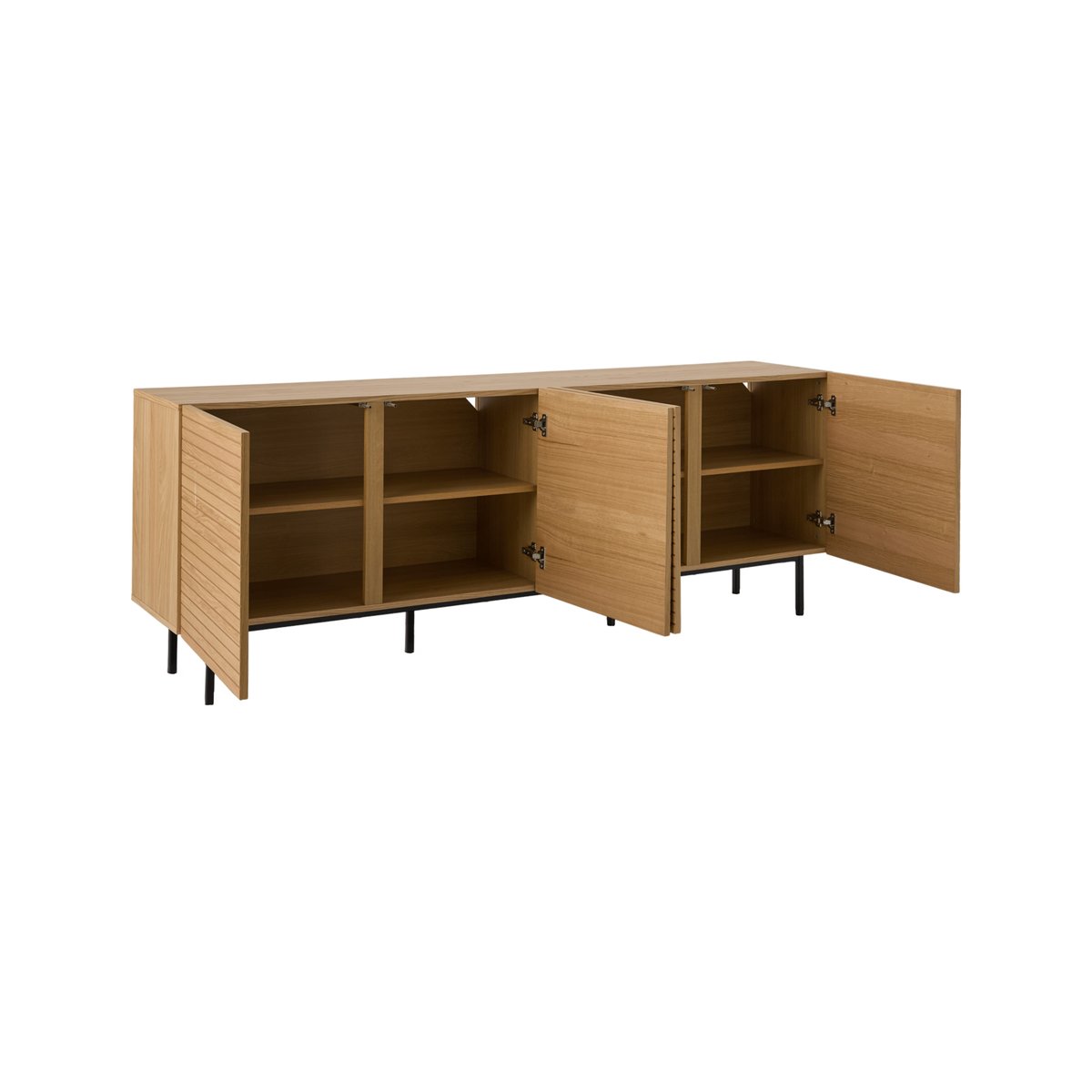 Buffet 4 portes bois pieds métal - ALEX bois clair, CAMIF