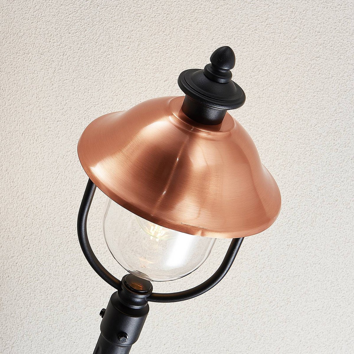 Lampadaire extérieur en aluminium vintage noir, cuivre, LINDBY