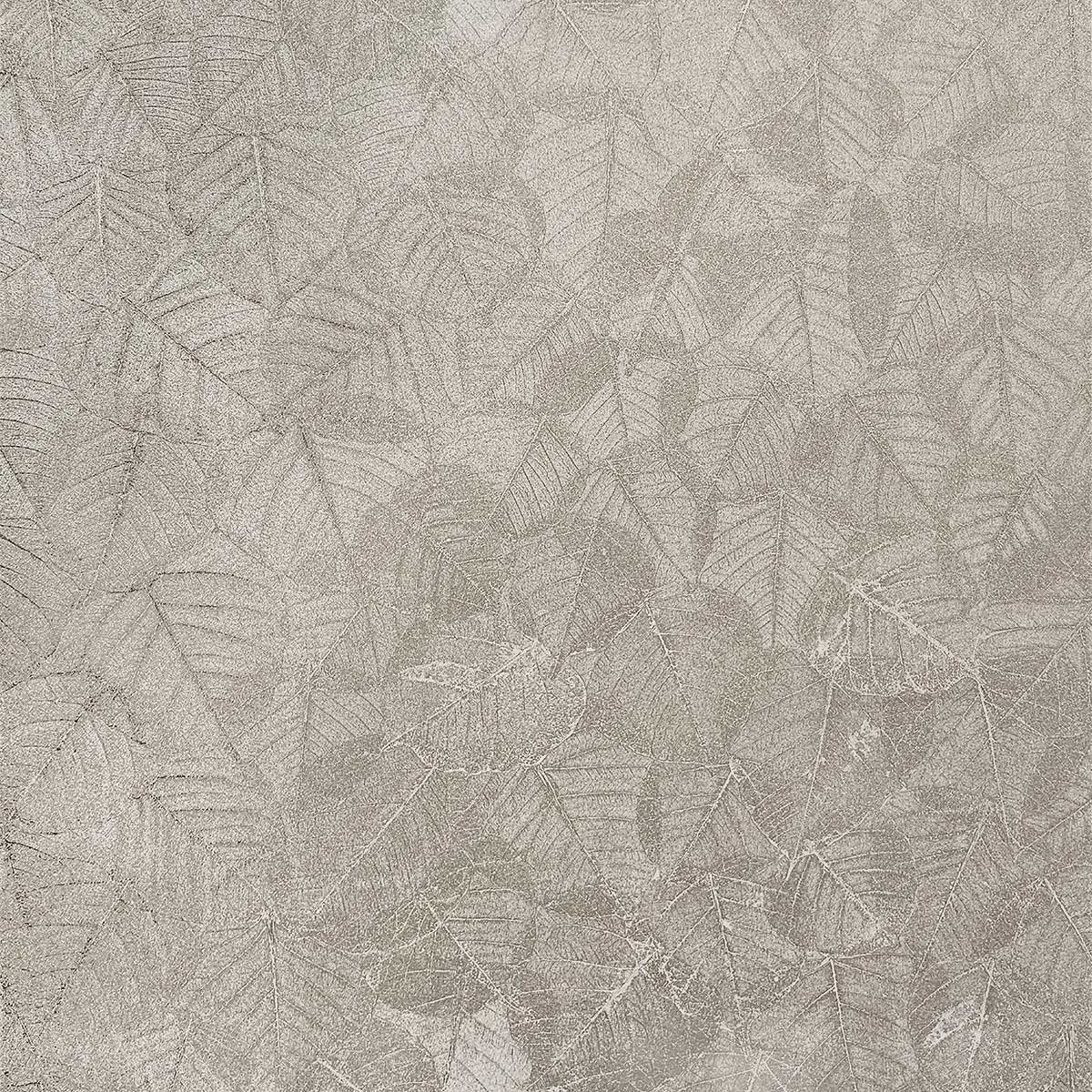 Papier peint feuillage texturé gris argenté beige, HEXOA