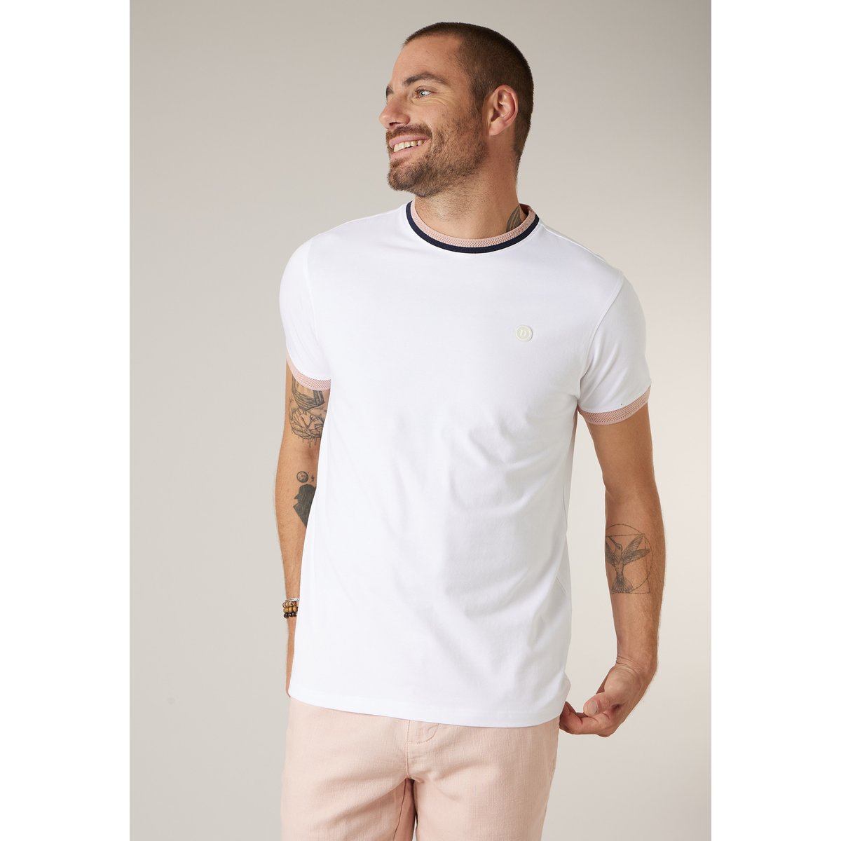T-shirt homme en coton stretch GABIN white, DEELUXE