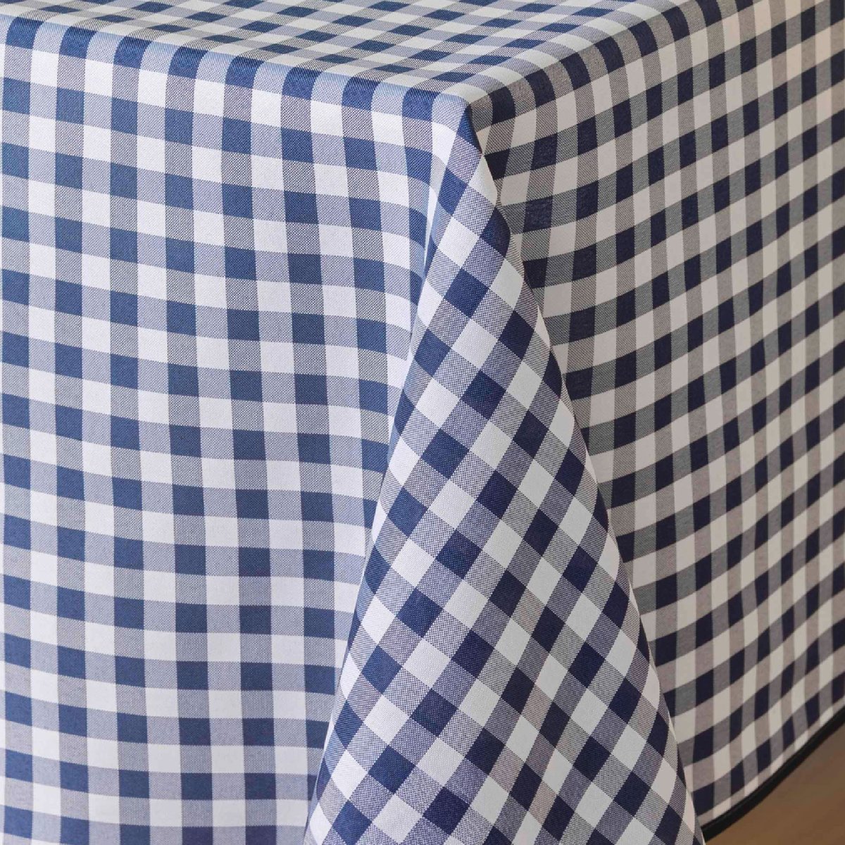 Nappe Rectangle Infroissable Vichy Bleu Antitache bleu, DOUCEUR D'INTÉRIEUR