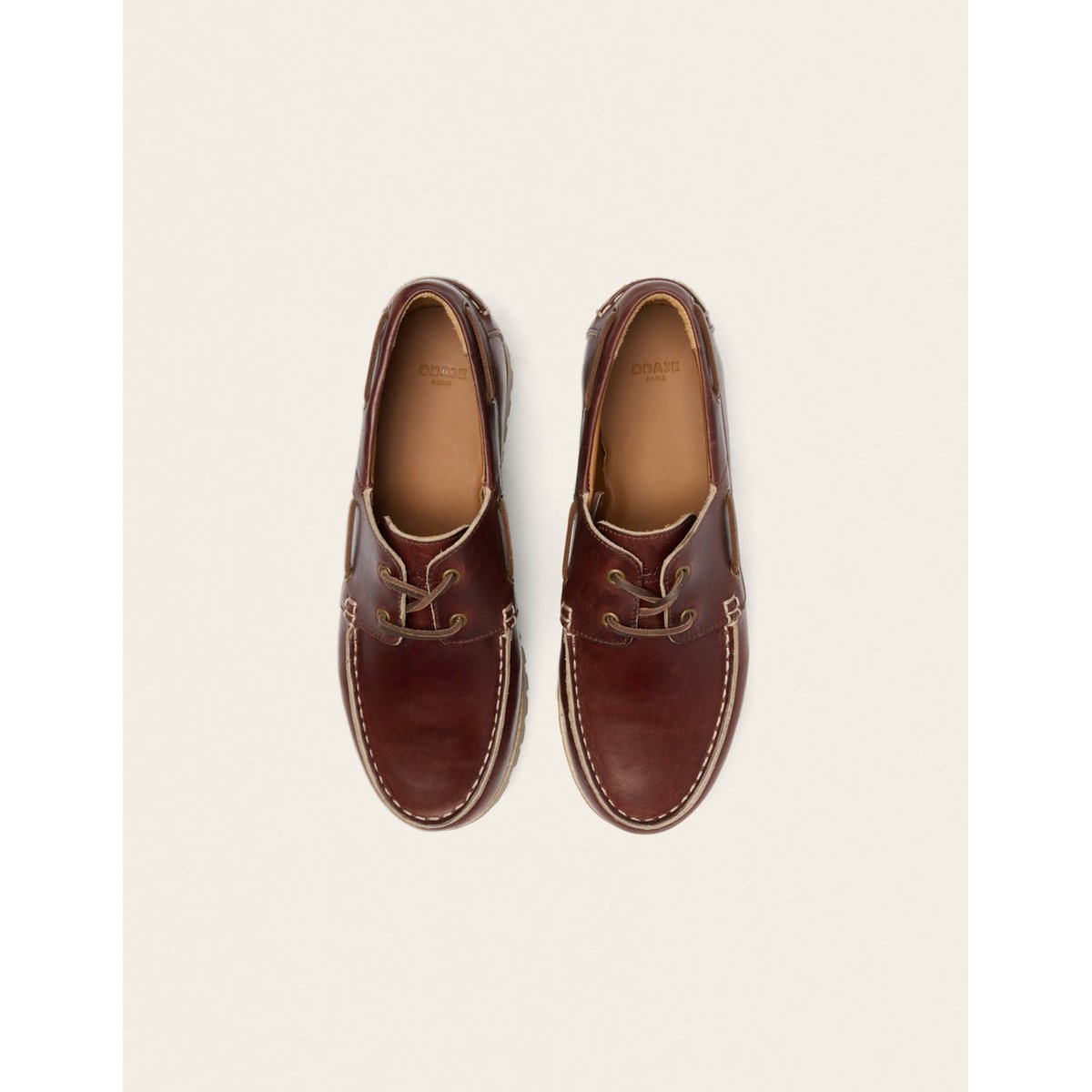 Chaussures Bateau TOM cuir marron foncé, ODAJE
