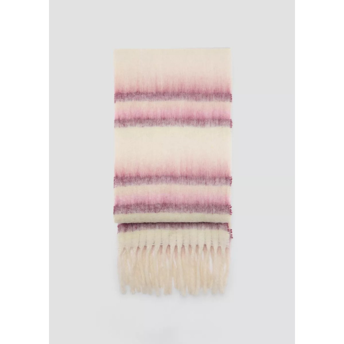 Écharpe à rayures et bords frangés rose, MANGO TEEN