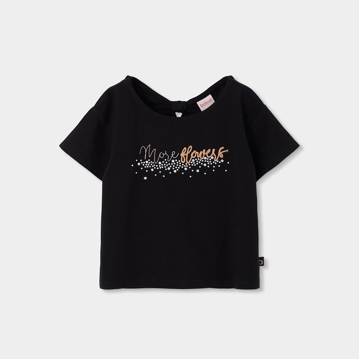 T-shirt en coton fille noir, BOBOLI