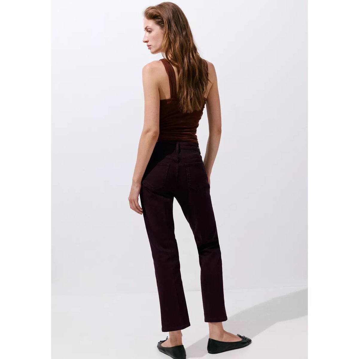 Jean Sienna flare crop lie de vin, MANGO