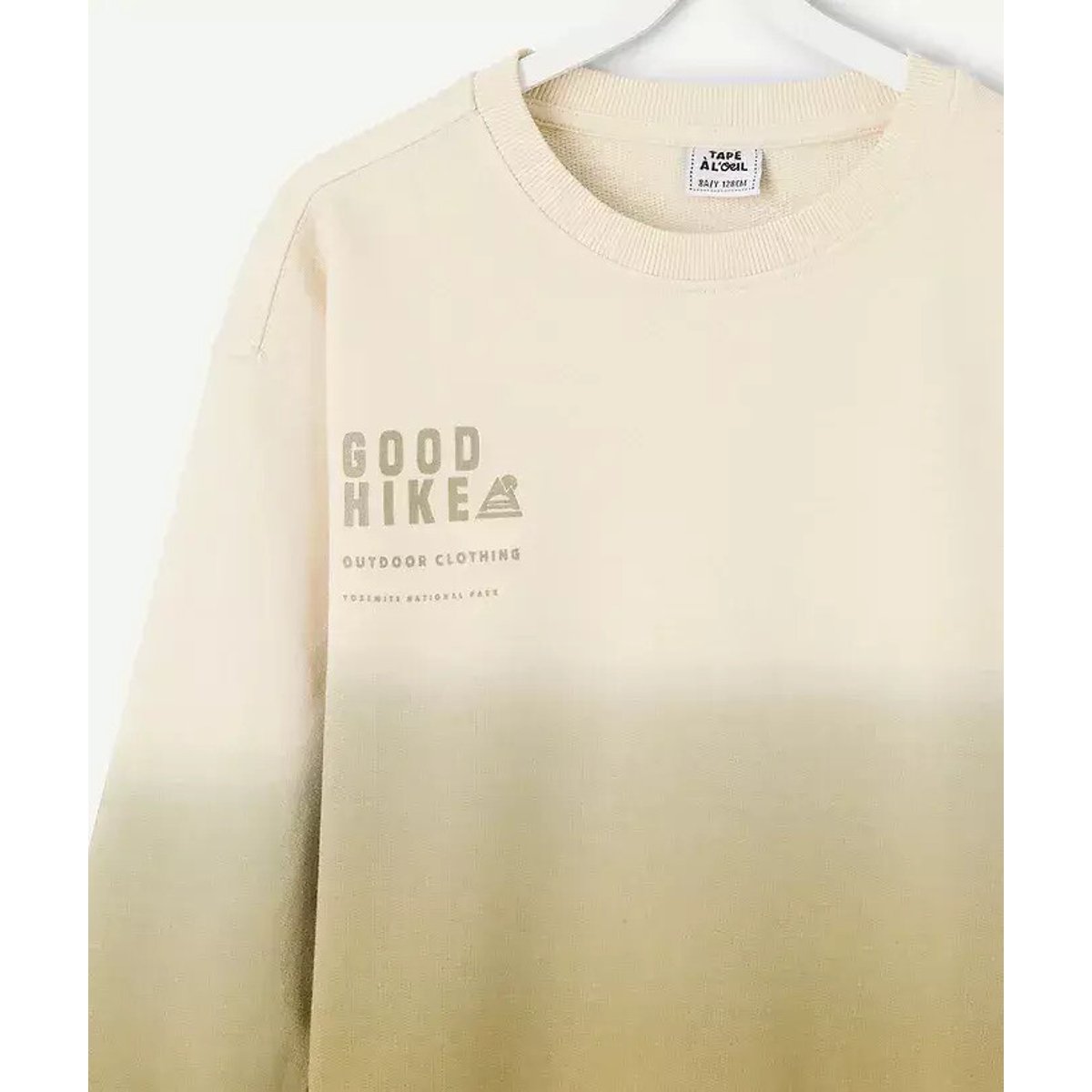 Rundhals-Sweatshirt aus Molton mit Tie-Dye-Effekt khaki/ecru, TAPE A L'OEIL