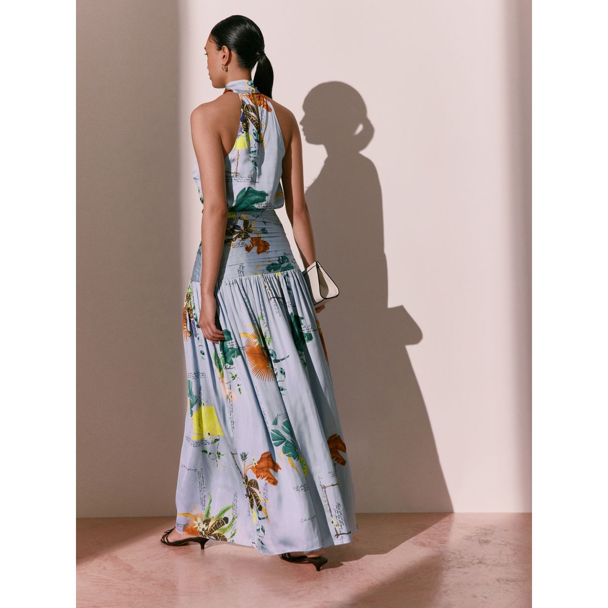 Top dos nu satin botanique kew collection imprimé floral bleu, NEXT