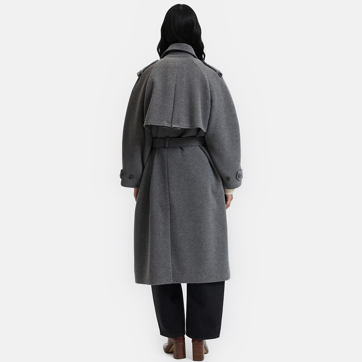 Manteau long, esprit trench gris, LA REDOUTE COLLECTIONS