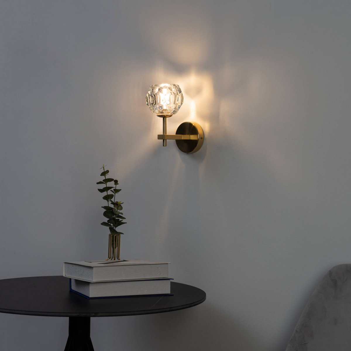 Applique dorée avec verre décoratif - VILAMO doré / laiton, KOSILUM