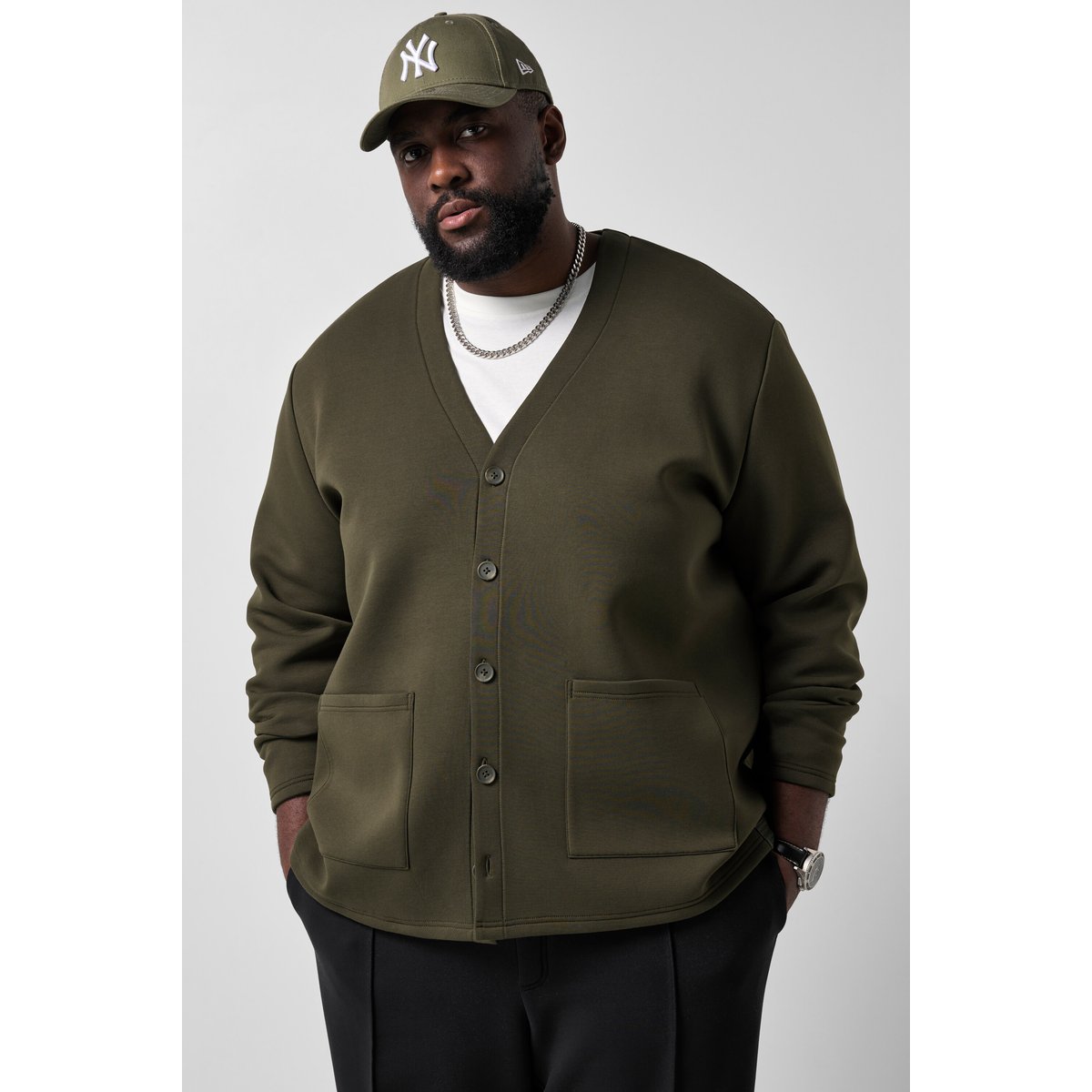 Veste en scuba olive foncé, STHUGE