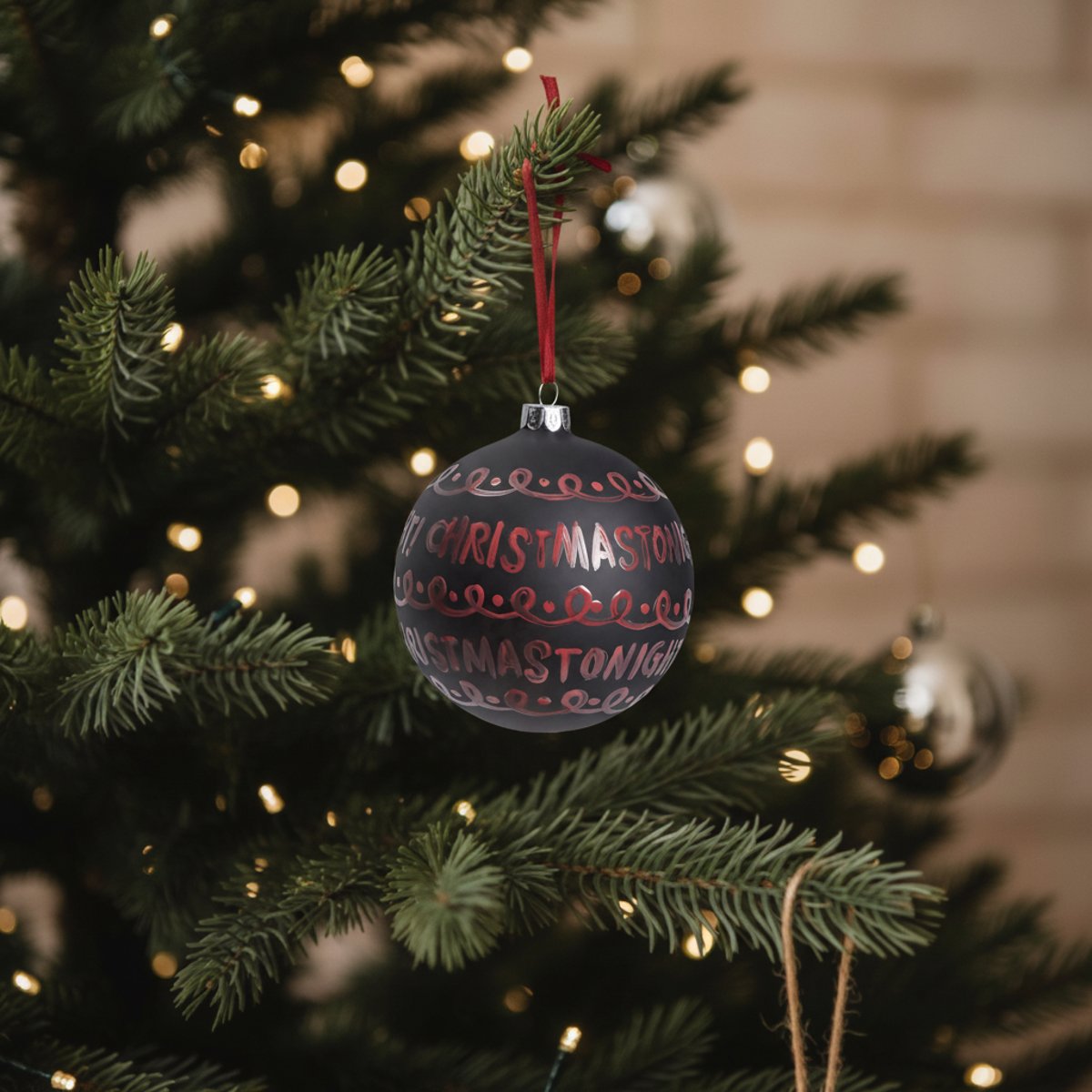 Boule de noël à écritures merry xmas en verre D10 rouge, SIA DECO