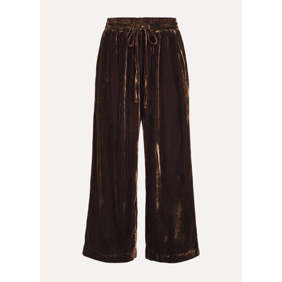 Pantalon large en velours lisse marron glace, LA FEE MARABOUTEE