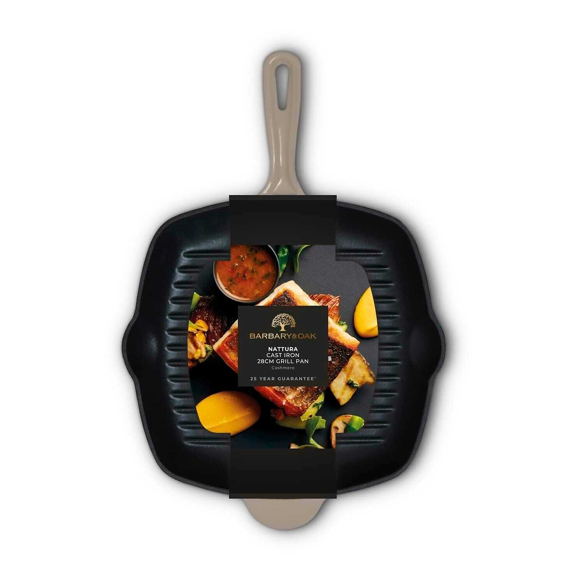 26cm Nattura Cast Iron Grill Pan taupe, BARBARY & OAK