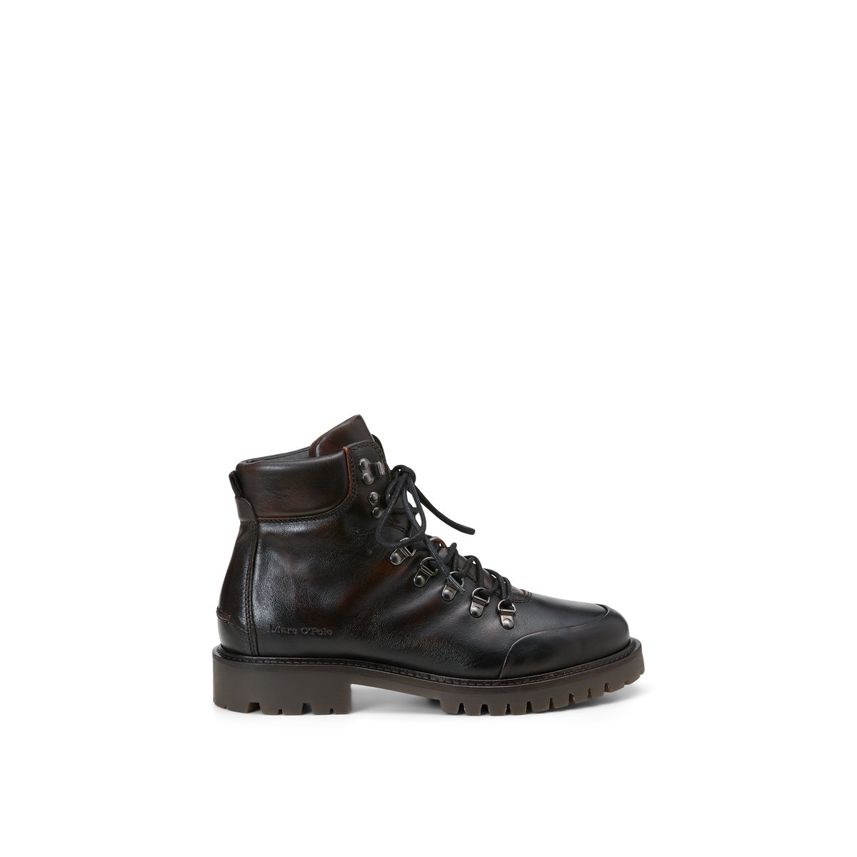 Bottes à lacets, modèle Armin en cuir de vache ciré cognac, MARC O'POLO