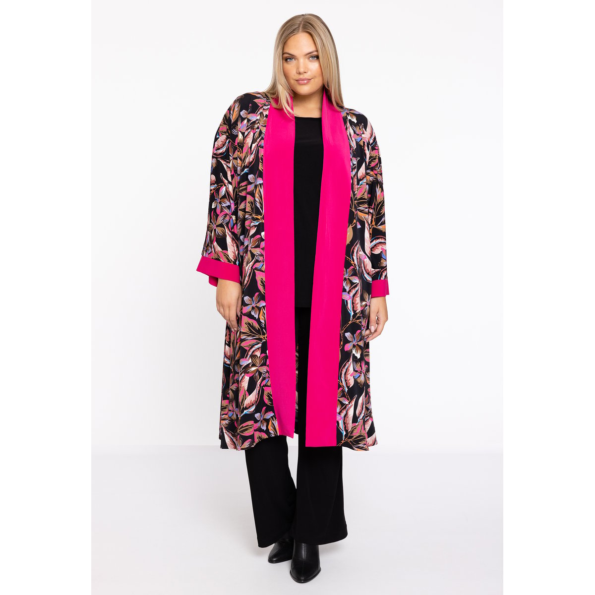 Kimono imprimé / imprimée floral noir, YOEK