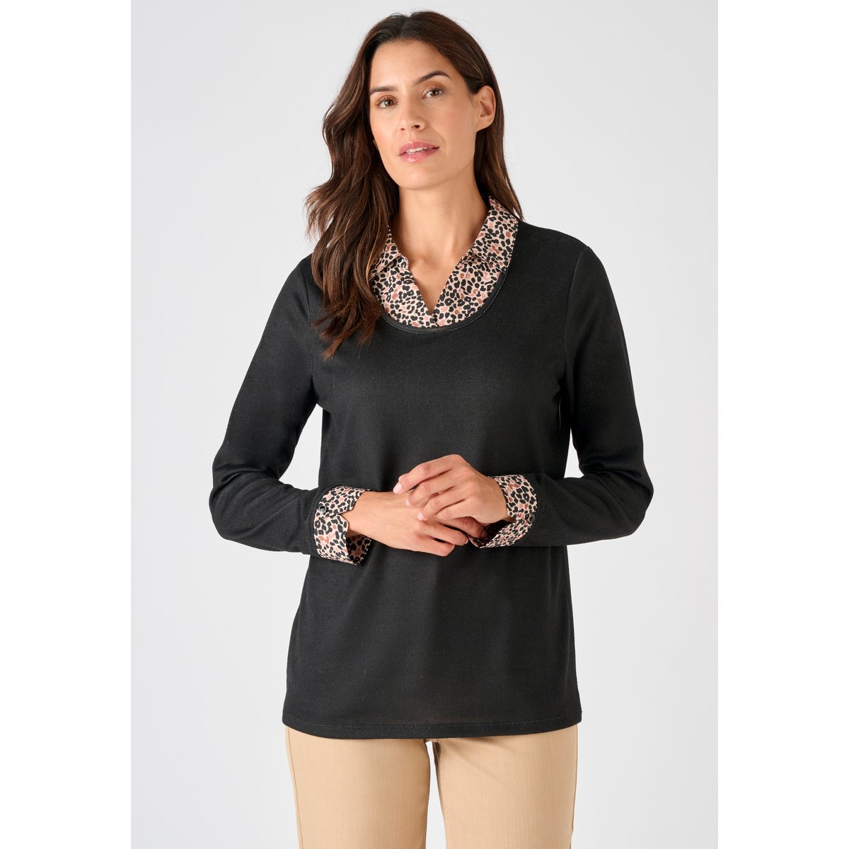 T-shirt effet 2 en 1 maille chaude noir, DAMART