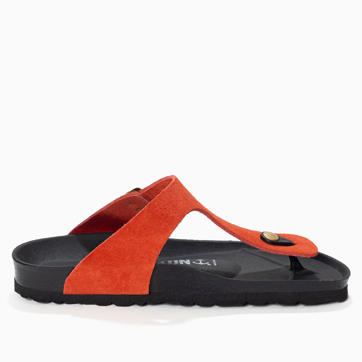 Tongs en cuir suédé MERCURE orange, BAYTON