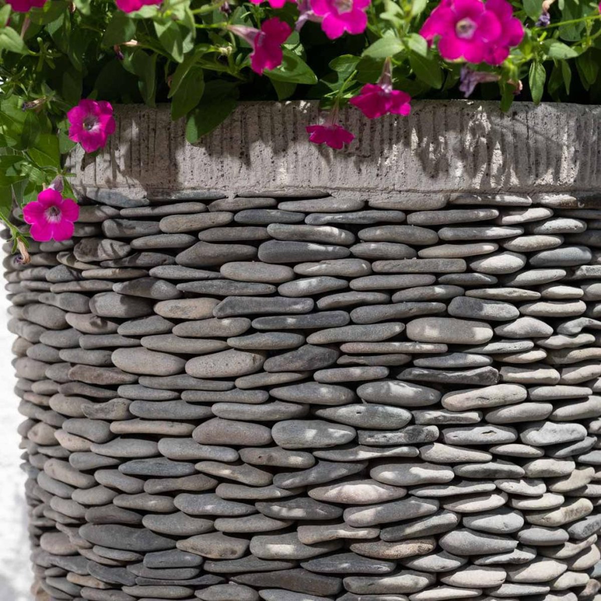 Pot bac jardinière galet conique rond jardin extérieur 80cm ZEN gris, WANDA COLLECTION