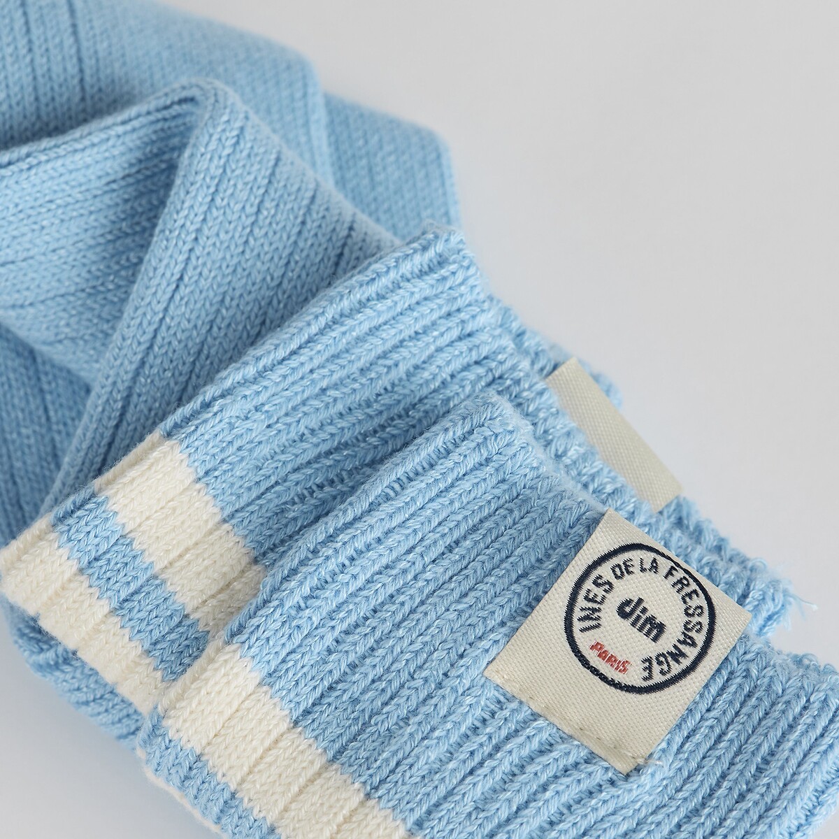 Pair of Dim X Ines De La Fressange Ribbed Mid-Calf Socks lagoon blue, DIM