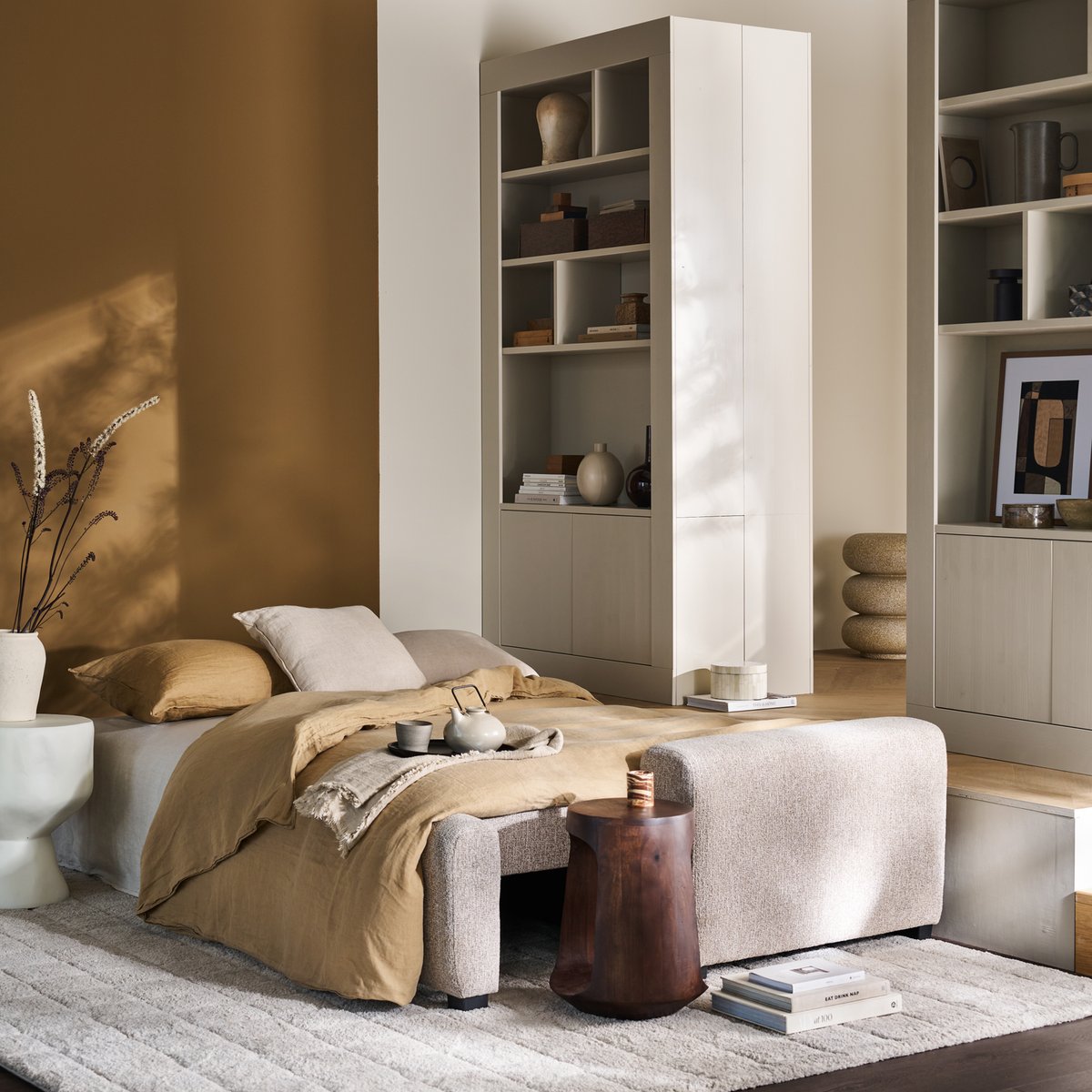 Canapé clic-clac 3 places en tissu NIGHT & DAY beige, VTWONEN