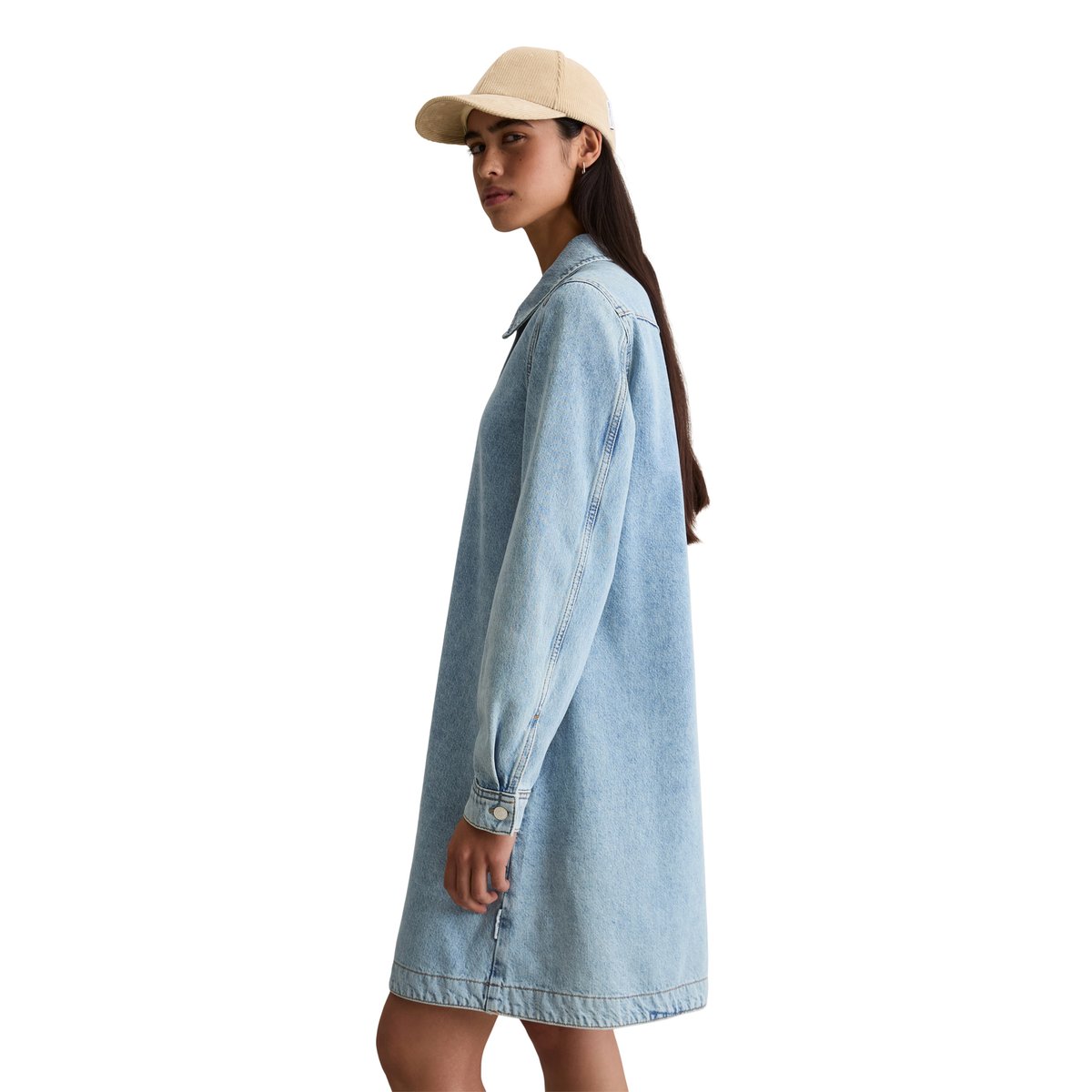 Robe courte en jean flare en denim rigide bleu clair, MARC O’POLO DENIM