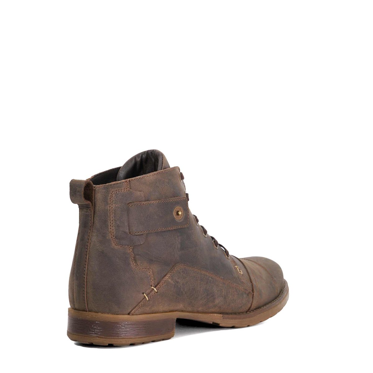 Bottines en cuir à surpiqûres à coupe large - SIMON Wide Fit dark brown-leather, DUNE LONDON