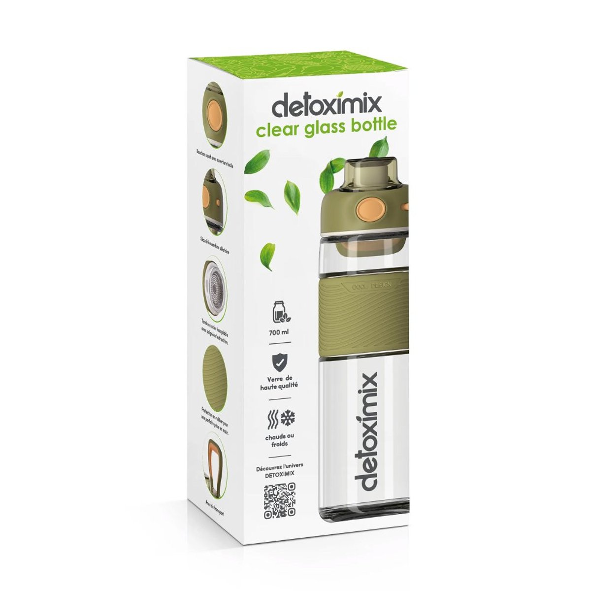 Bouteille en verre Clear Glass Bottle Vert vert, DETOXIMIX