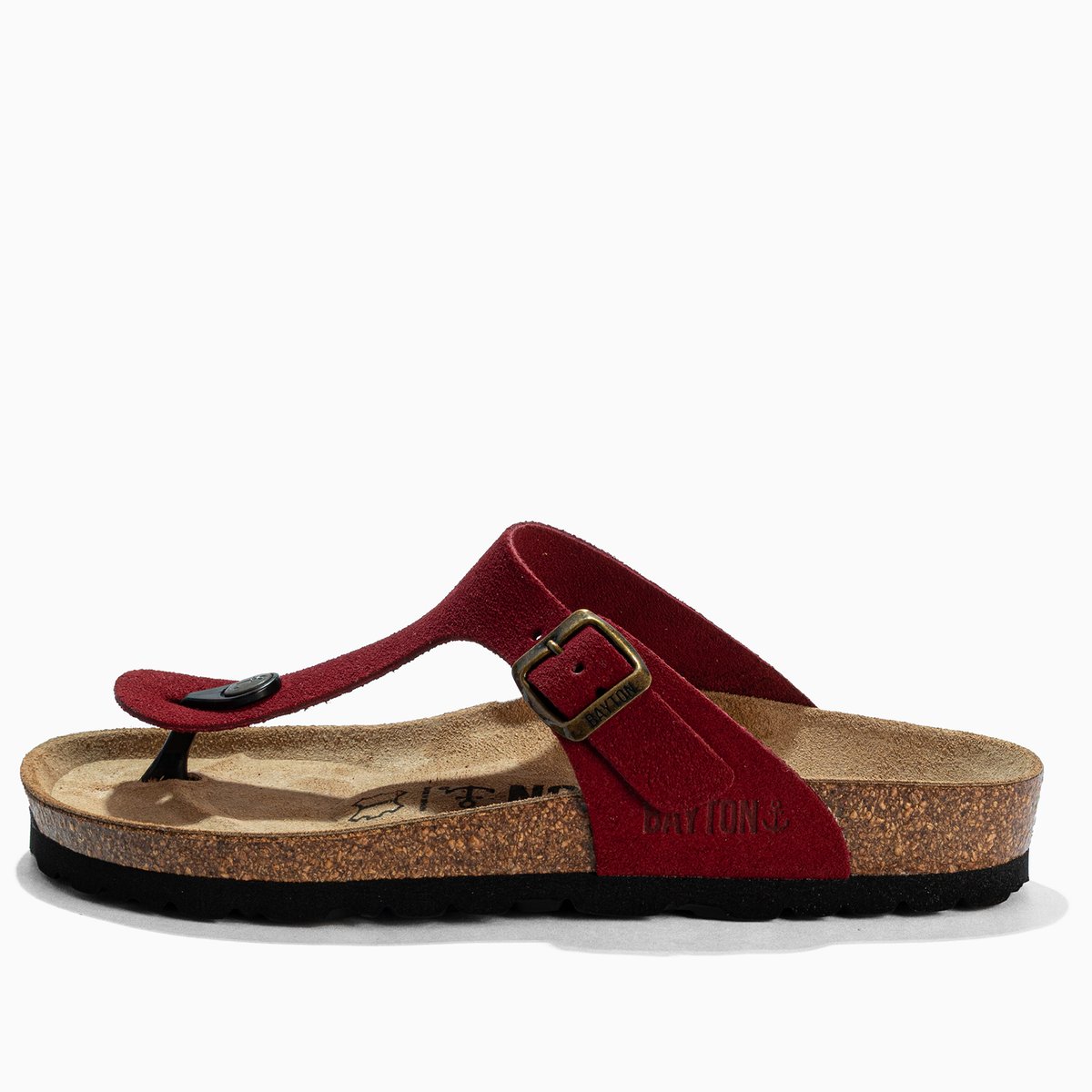 Tongs en cuir suédé MERCURE rouge, BAYTON