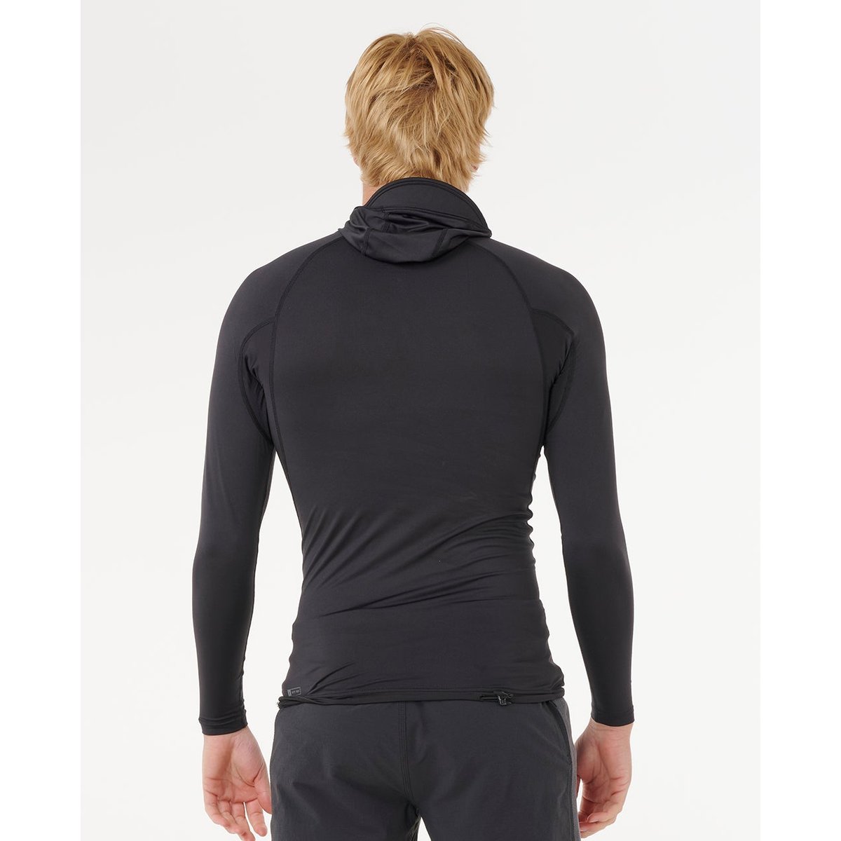 T-shirt anti-UV SEARCH UPF50 Performance capuche manches longues noir, RIP CURL
