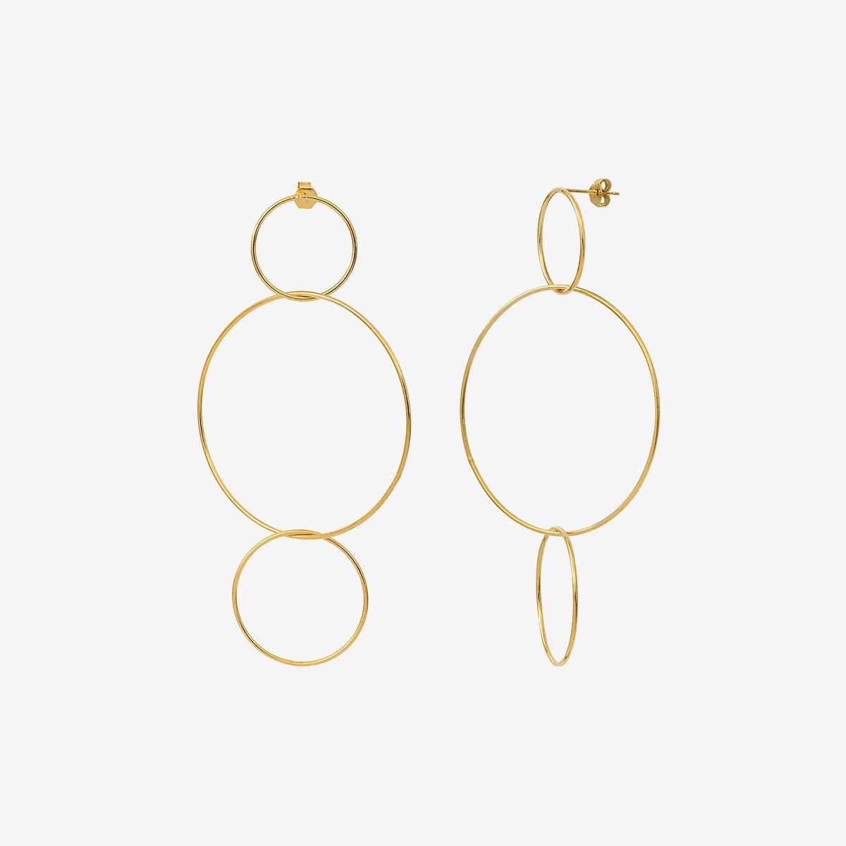 Boucles d'oreilles dorées longues - circle doré, CAROLINE NAJMAN