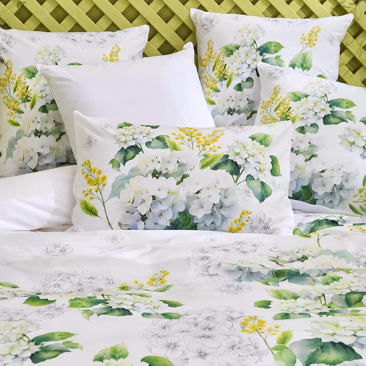 Lot de 2 taies percale de coton ANNABELLE mimosa, GARNIER THIEBAUT