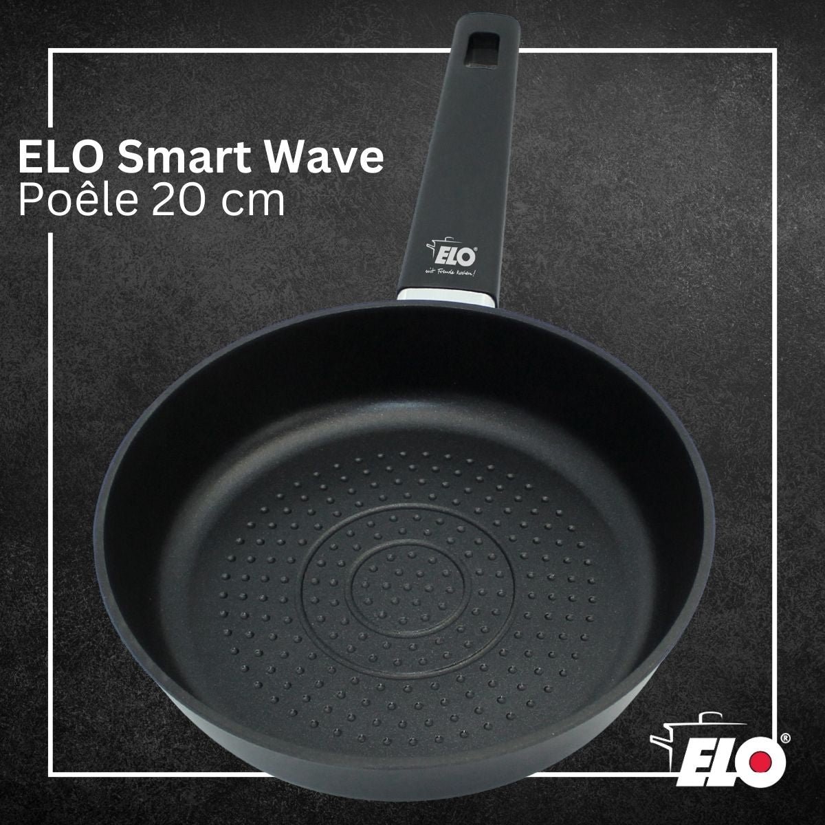 Poêle 20 cm antiadhésive sans PFAS SMART WAVE noir, ELO