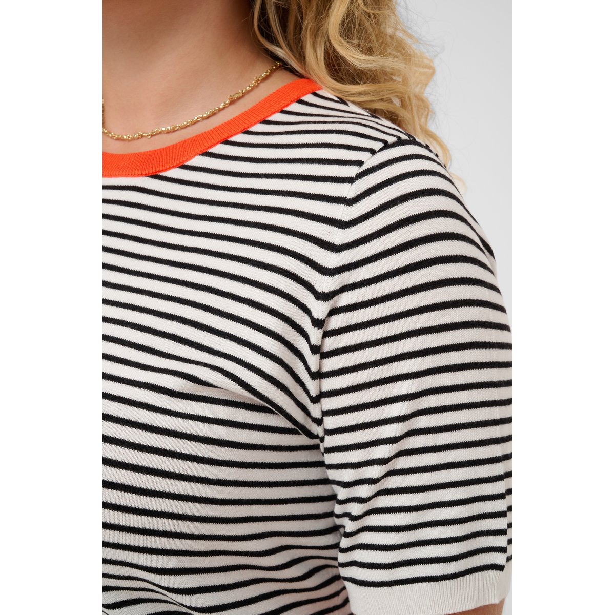 Pullover tricoté blanc noir chalk/black - tigerlily, KAFFE CURVE