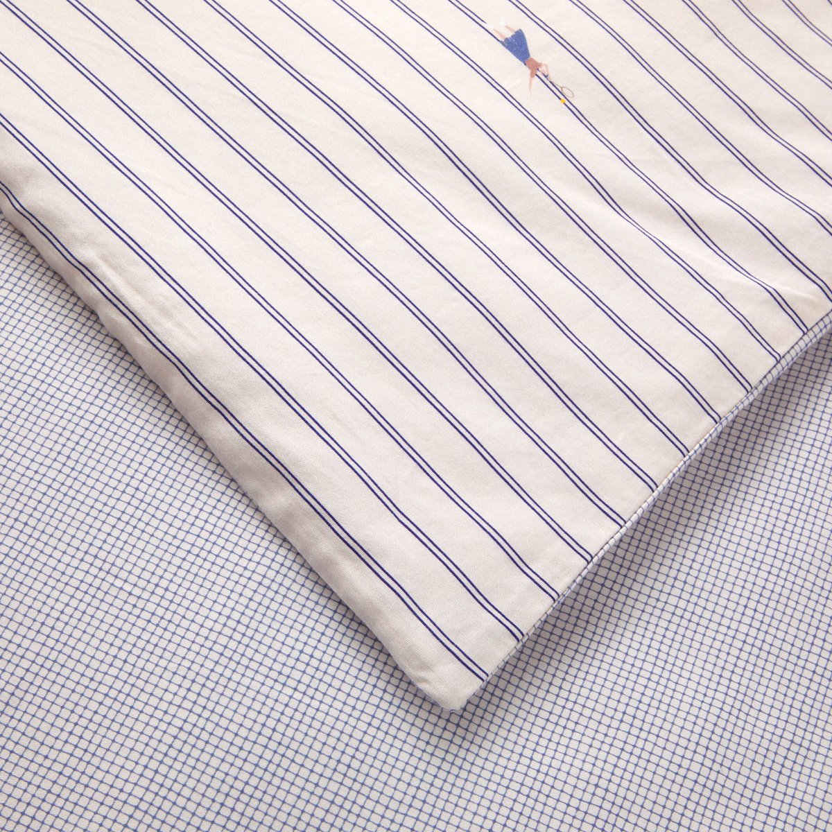 Housse de couette en satin de coton lavé, L MATCH POINT multicolore, LACOSTE HOME