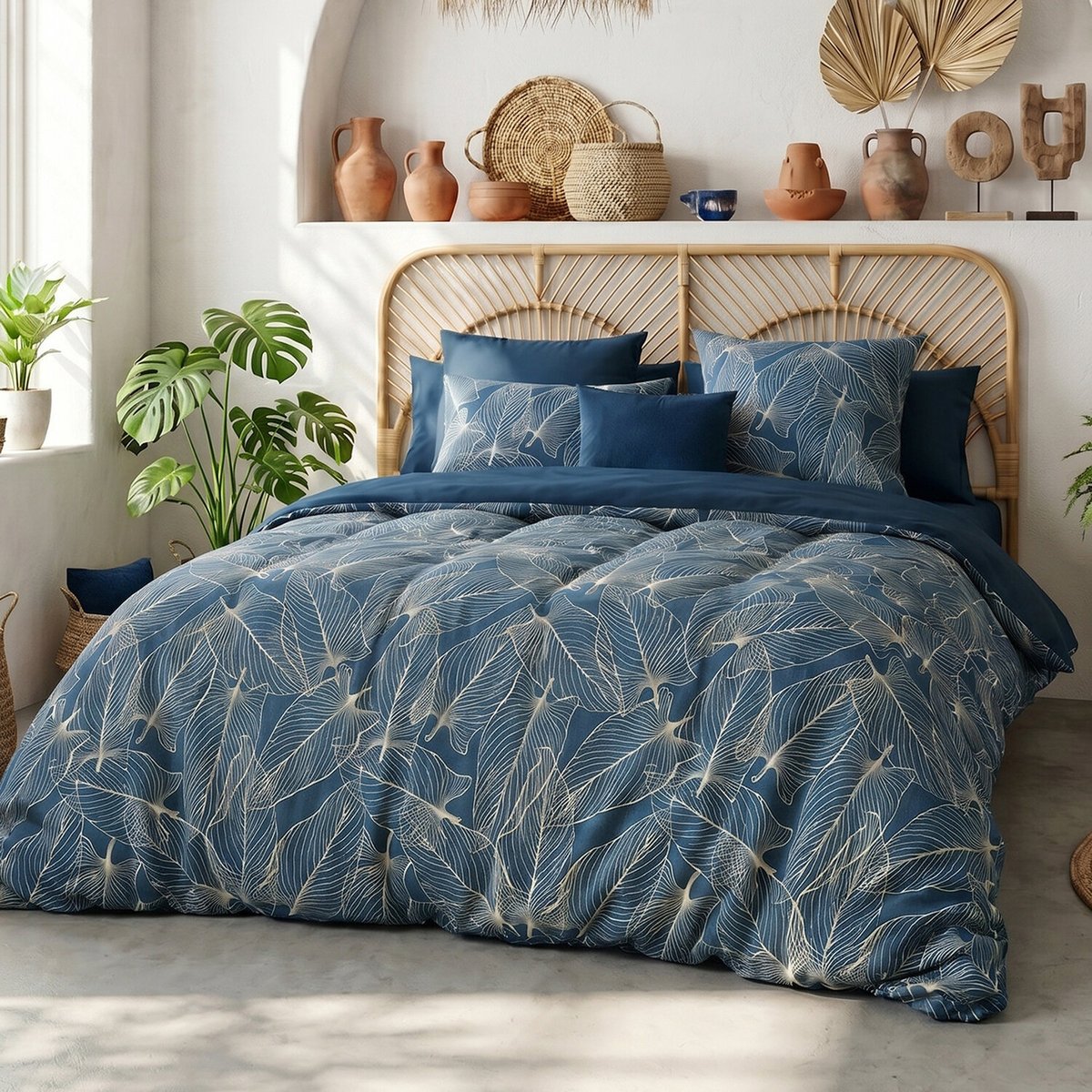Parure imprimée avec housse de couette et taie(s) en coton, Cohiba multicolore, ATELIER DU COTON