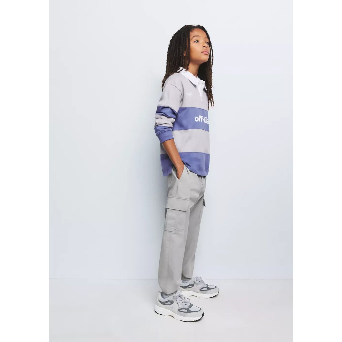 Pantalon cargo 100 % coton gris, MANGO KIDS