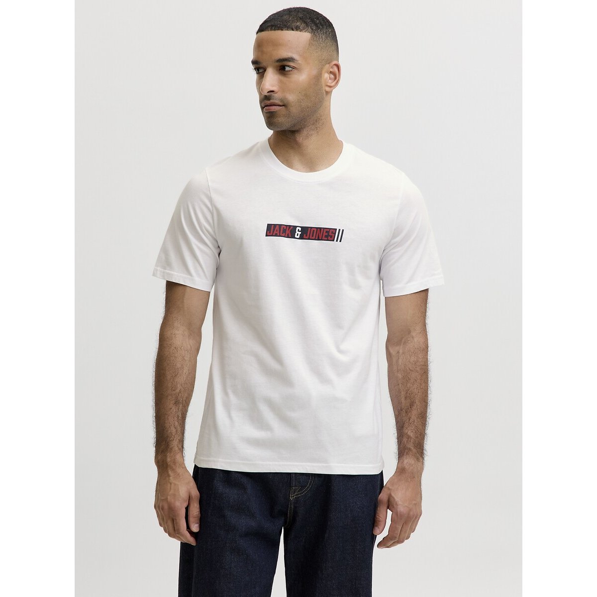 T-shirt manches courtes, col rond, Munk blanc, JACK & JONES