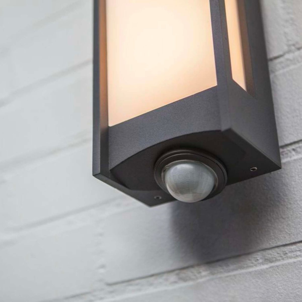 Applique murale d'extérieur sur secteur avec détecteur de mouvement QUBO GREY SENSOR aluminium gris LED blanc chaud H7,6cm dark grey, LUMISKY