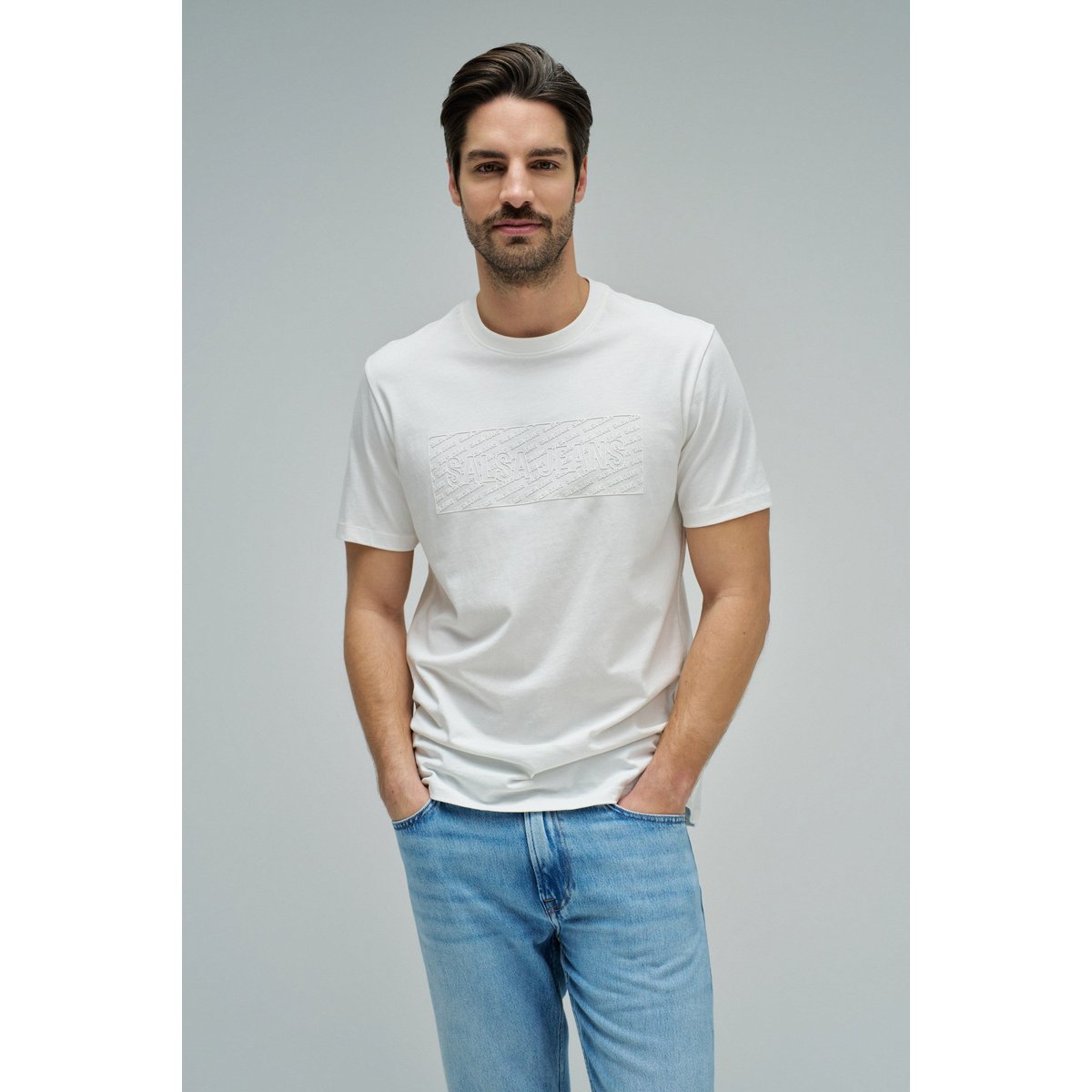 T-SHIRT AVEC BRANDING blanc, SALSA JEANS