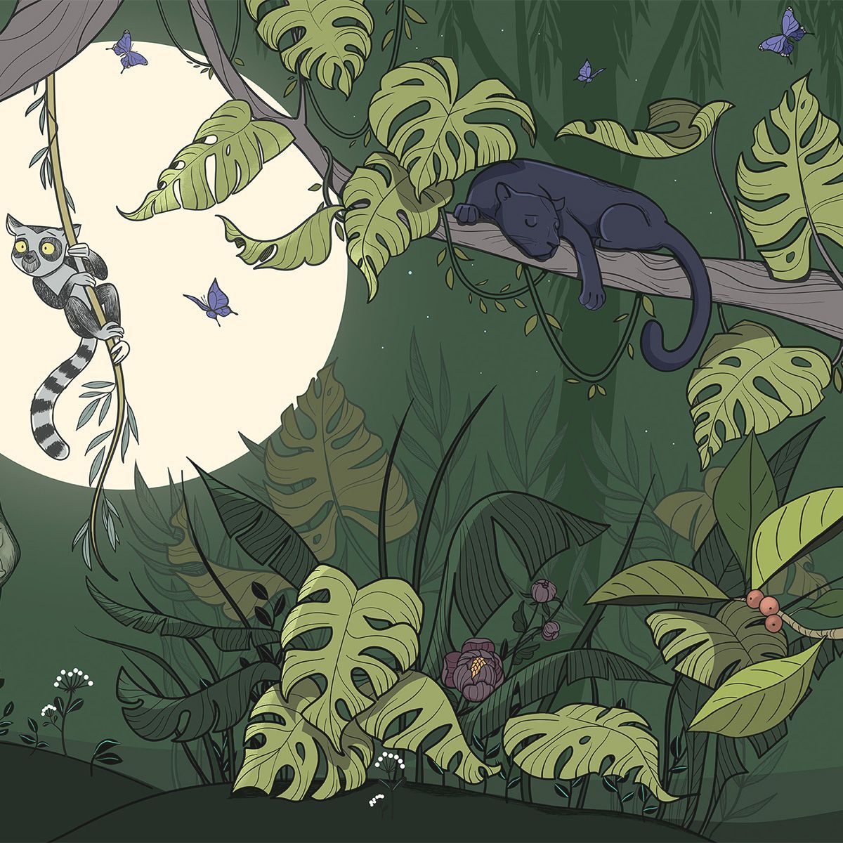 Papier peint panoramique Jungle , 510 x 250cm vert, ACTE DECO