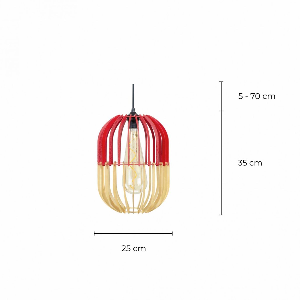 Suspension bois de peuplier, STANDWOOD rouge, C-CREATION