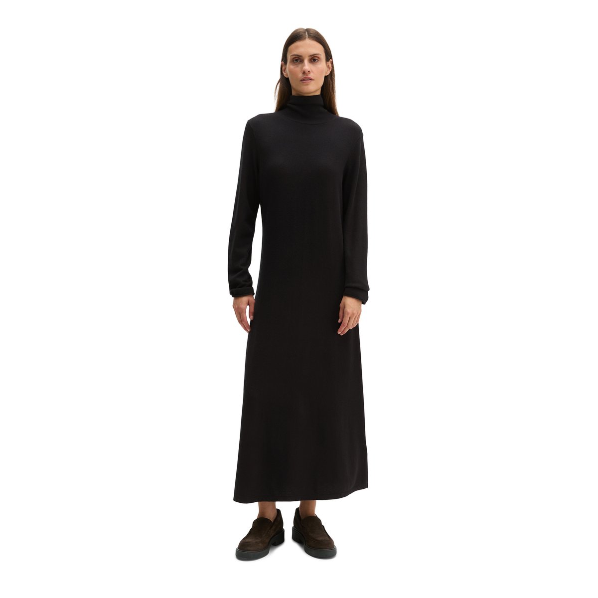 Robe en maille à col roulé, coupe ajustée en mélange de laine vierge douce noir, MARC O'POLO