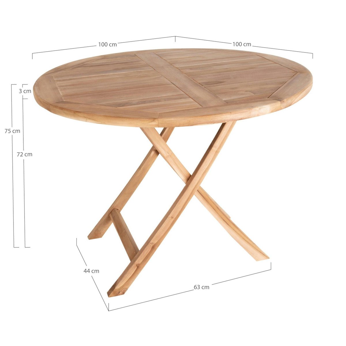 Table de jardin ronde en teck ø100 cm TANETE bois naturel, PIER IMPORT